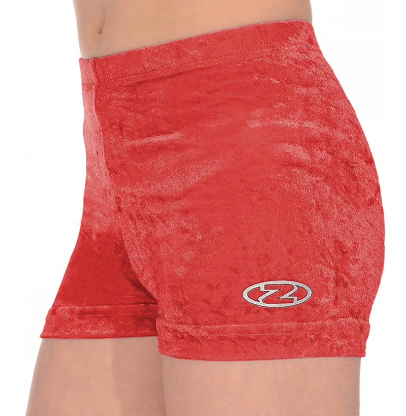 Red Crushed Velour Gymnastics Shorts